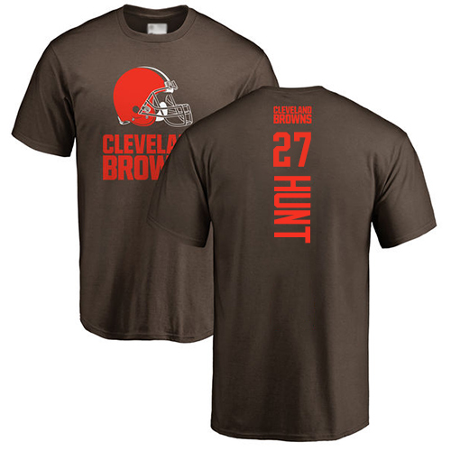 Men Cleveland Browns Kareem Hunt Brown Jersey #27 NFL Football Backer T Shirt->cleveland browns->NFL Jersey